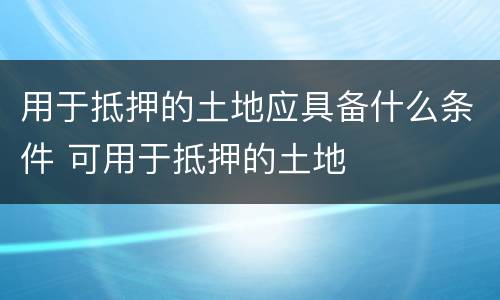 用于抵押的土地应具备什么条件 可用于抵押的土地