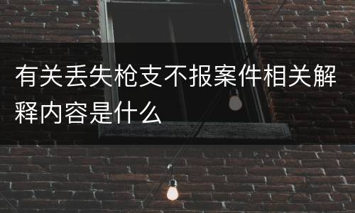有关丢失枪支不报案件相关解释内容是什么