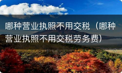 哪种营业执照不用交税（哪种营业执照不用交税劳务费）