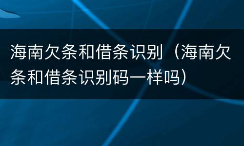 海南欠条和借条识别（海南欠条和借条识别码一样吗）