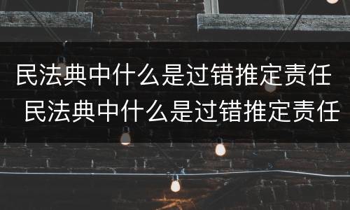 民法典中什么是过错推定责任 民法典中什么是过错推定责任的规定