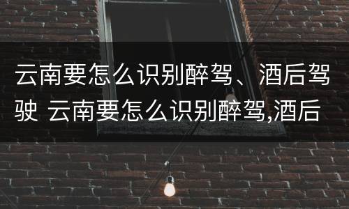 云南要怎么识别醉驾、酒后驾驶 云南要怎么识别醉驾,酒后驾驶的人