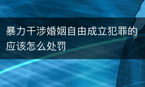 暴力干涉婚姻自由成立犯罪的应该怎么处罚