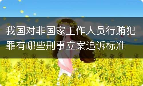 我国对非国家工作人员行贿犯罪有哪些刑事立案追诉标准