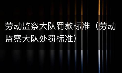 劳动监察大队罚款标准（劳动监察大队处罚标准）