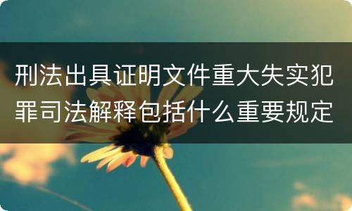 刑法出具证明文件重大失实犯罪司法解释包括什么重要规定