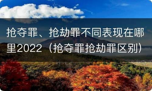 抢夺罪、抢劫罪不同表现在哪里2022（抢夺罪抢劫罪区别）