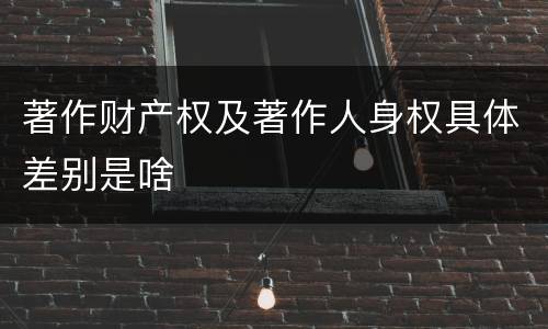 著作财产权及著作人身权具体差别是啥