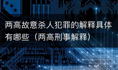 两高故意杀人犯罪的解释具体有哪些（两高刑事解释）