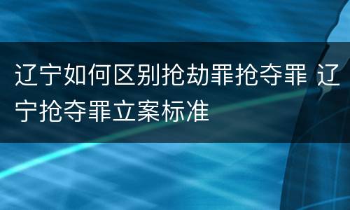 辽宁如何区别抢劫罪抢夺罪 辽宁抢夺罪立案标准