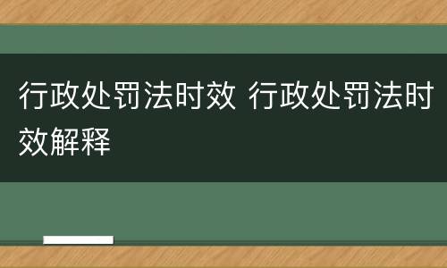 行政处罚法时效 行政处罚法时效解释