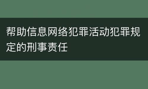 帮助信息网络犯罪活动犯罪规定的刑事责任