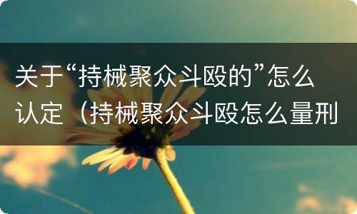 关于“持械聚众斗殴的”怎么认定（持械聚众斗殴怎么量刑）