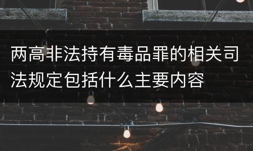 两高非法持有毒品罪的相关司法规定包括什么主要内容