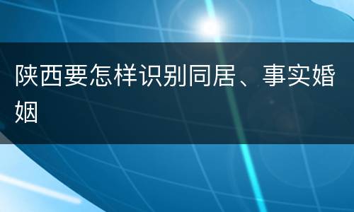 陕西要怎样识别同居、事实婚姻