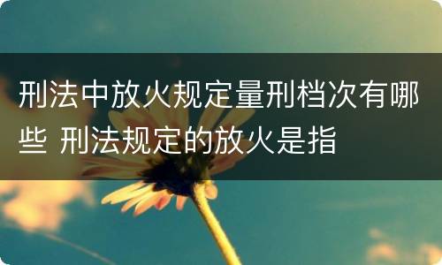 刑法中放火规定量刑档次有哪些 刑法规定的放火是指