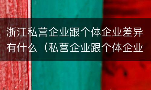 浙江私营企业跟个体企业差异有什么（私营企业跟个体企业的区别）