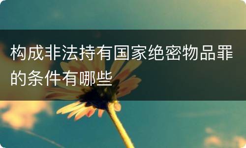 构成非法持有国家绝密物品罪的条件有哪些