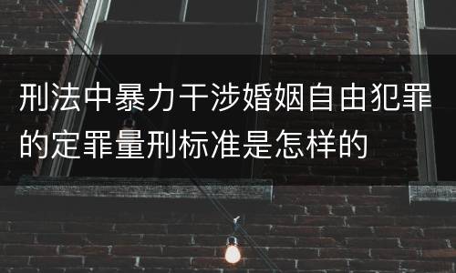刑法中暴力干涉婚姻自由犯罪的定罪量刑标准是怎样的