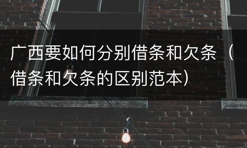 广西要如何分别借条和欠条（借条和欠条的区别范本）