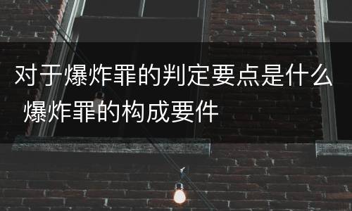 对于爆炸罪的判定要点是什么 爆炸罪的构成要件