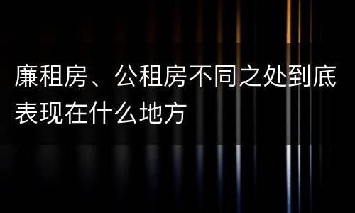 廉租房、公租房不同之处到底表现在什么地方