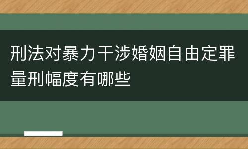 刑法对暴力干涉婚姻自由定罪量刑幅度有哪些