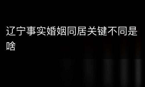 辽宁事实婚姻同居关键不同是啥