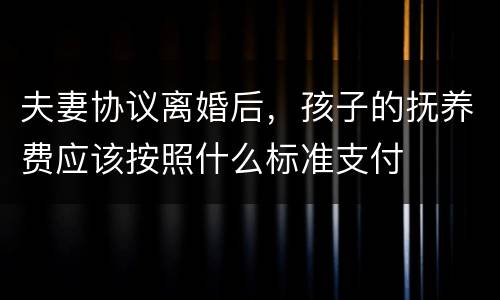 夫妻协议离婚后，孩子的抚养费应该按照什么标准支付