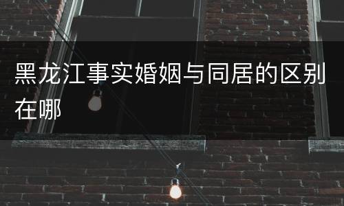 黑龙江事实婚姻与同居的区别在哪