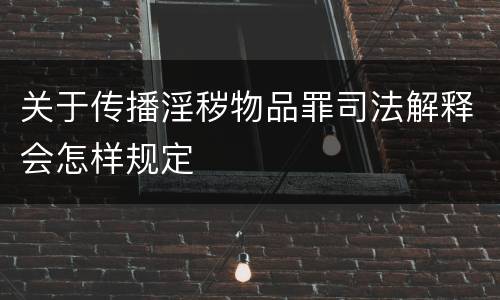 关于传播淫秽物品罪司法解释会怎样规定