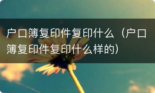 户口簿复印件复印什么（户口簿复印件复印什么样的）