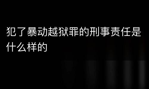 犯了暴动越狱罪的刑事责任是什么样的