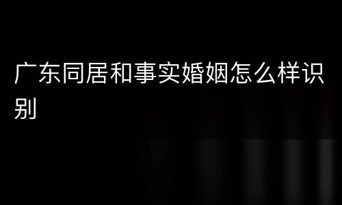 广东同居和事实婚姻怎么样识别