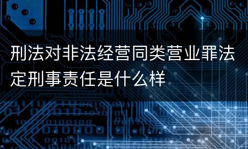 刑法对非法经营同类营业罪法定刑事责任是什么样