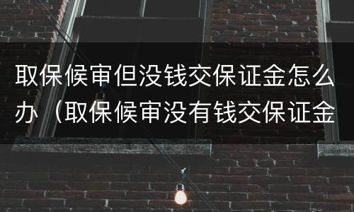 取保候审但没钱交保证金怎么办（取保候审没有钱交保证金怎么办）
