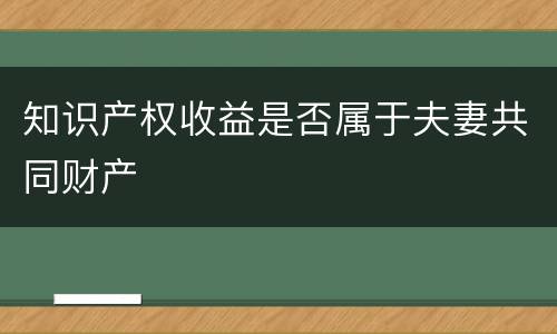 知识产权收益是否属于夫妻共同财产