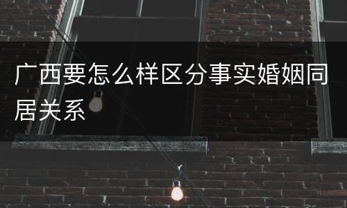 广西要怎么样区分事实婚姻同居关系