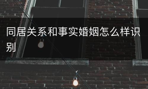同居关系和事实婚姻怎么样识别