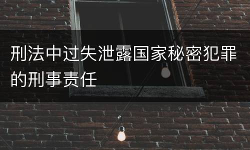 刑法中过失泄露国家秘密犯罪的刑事责任