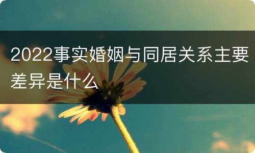 2022事实婚姻与同居关系主要差异是什么
