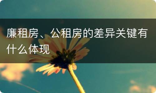 廉租房、公租房的差异关键有什么体现