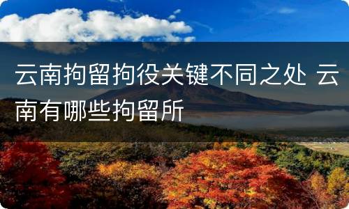 云南拘留拘役关键不同之处 云南有哪些拘留所