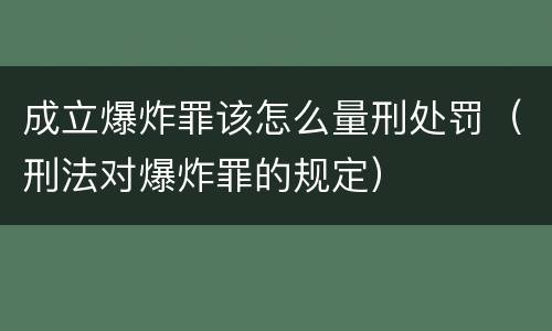 成立爆炸罪该怎么量刑处罚（刑法对爆炸罪的规定）