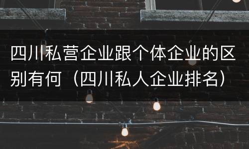 四川私营企业跟个体企业的区别有何（四川私人企业排名）