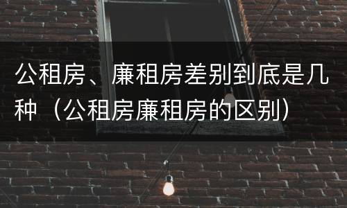公租房、廉租房差别到底是几种（公租房廉租房的区别）