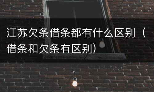 江苏欠条借条都有什么区别（借条和欠条有区别）