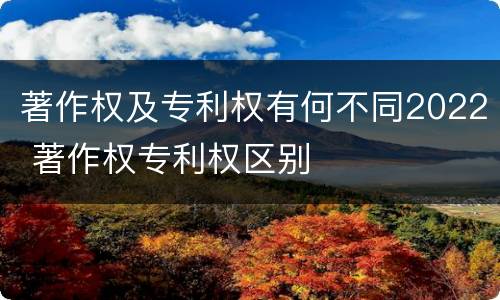 著作权及专利权有何不同2022 著作权专利权区别