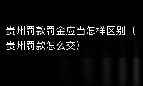 贵州罚款罚金应当怎样区别（贵州罚款怎么交）
