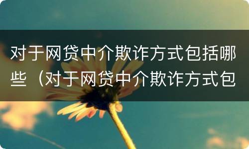 对于网贷中介欺诈方式包括哪些（对于网贷中介欺诈方式包括哪些）